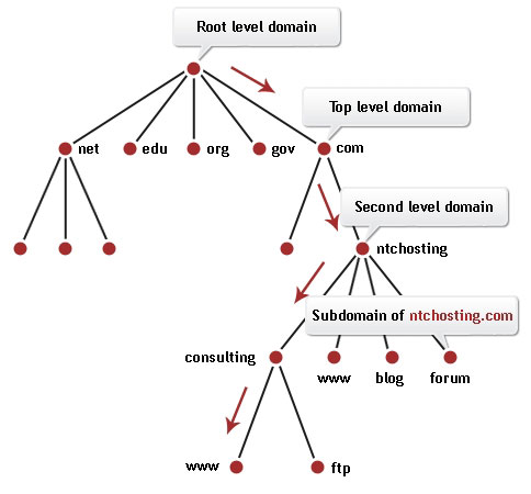 Hierarchy of domain names Hierarchy of domain names