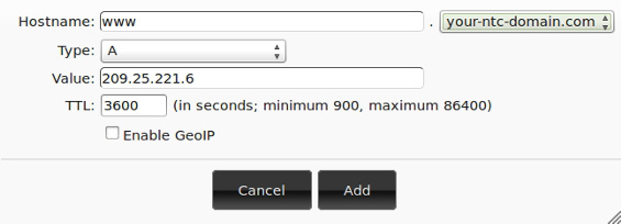 Set IP and TTL for an A record